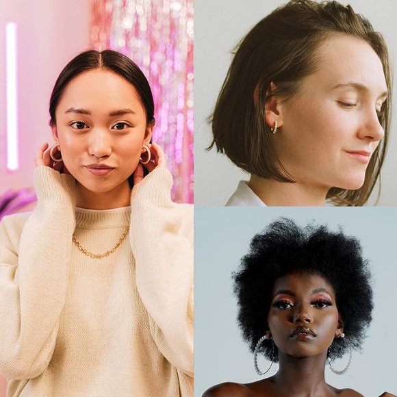 New 36 Pairs Gold Hoop Earrings Set for Women Girls, Fashion Dangle Heart - Picture 7 of 7